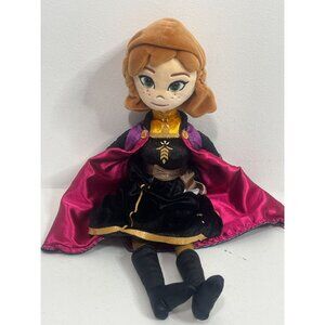 Disney Frozen Anna 18" Plush Doll TY Sparkle Eyes Pink Cape